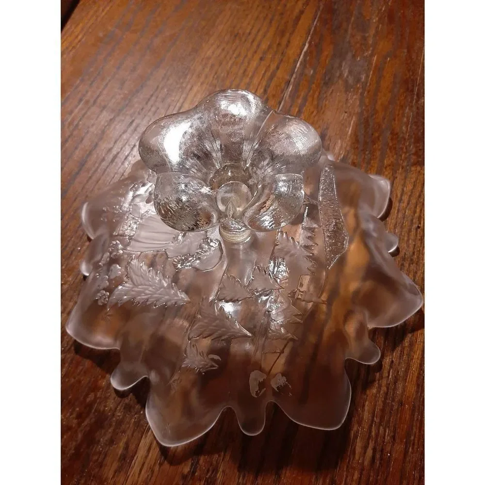 Mikasa Christmas Story Pedestal Candy Nut Bon Bon Frosted Glass Holiday Dish